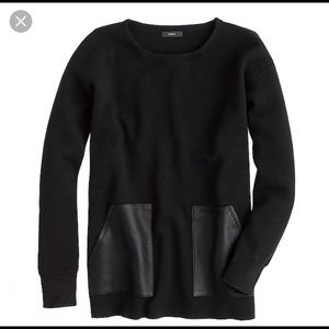 J. Crew Faux Leather Pockets Sweater